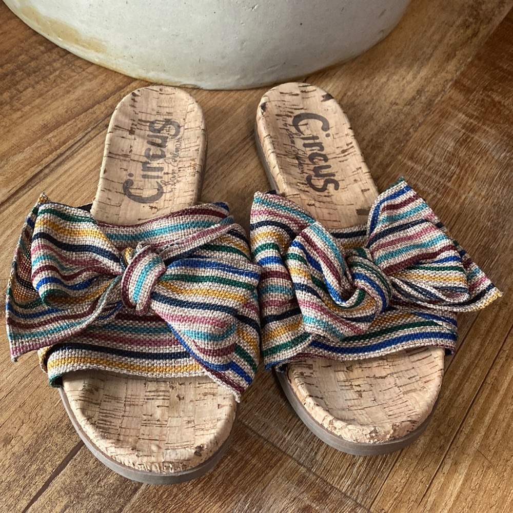 Sam Edelman circus burlap 
striped Sandal slides size 8.5
